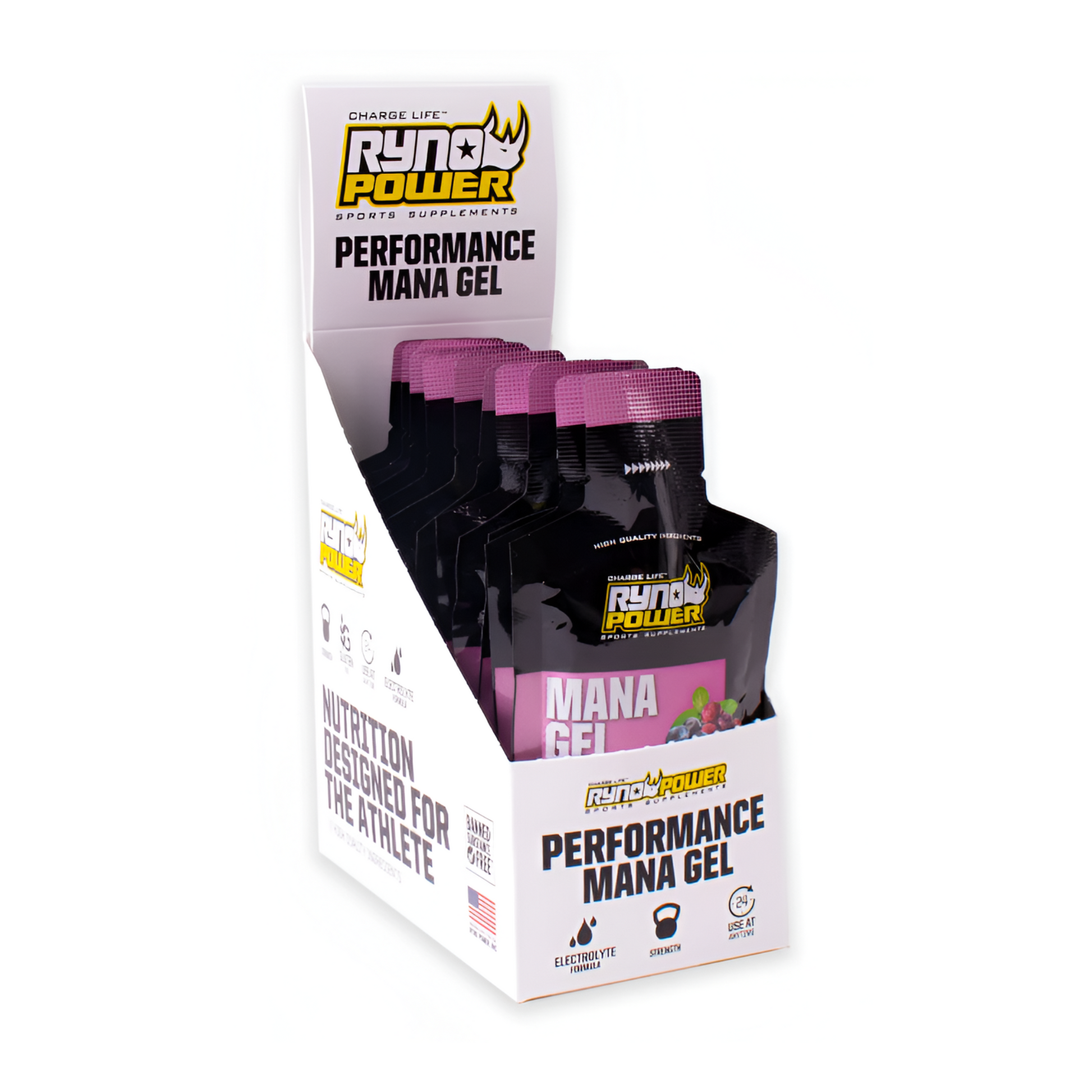 RynoPower Mana Gel Main Package Sports Gel Mixed Berries Multi Pack
